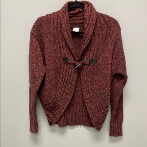 EUC Bench Red Deep Cardigan Sweater with Shawl Collar. Size Large.